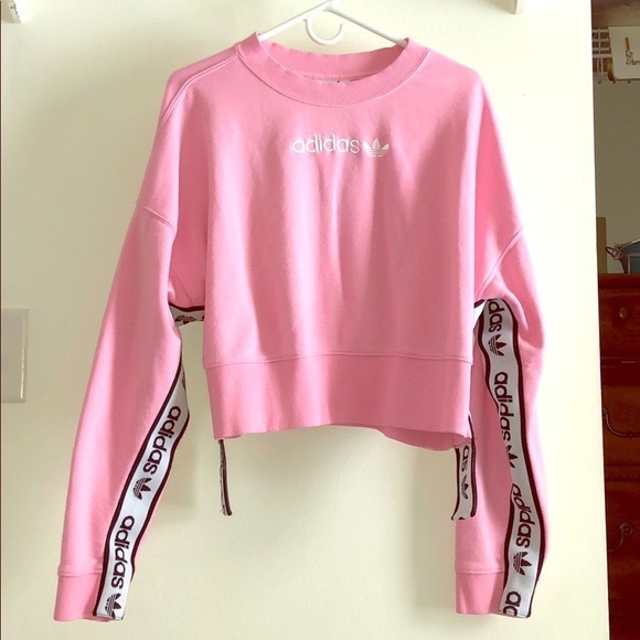 adidas originals side tape cropped sweatshirt